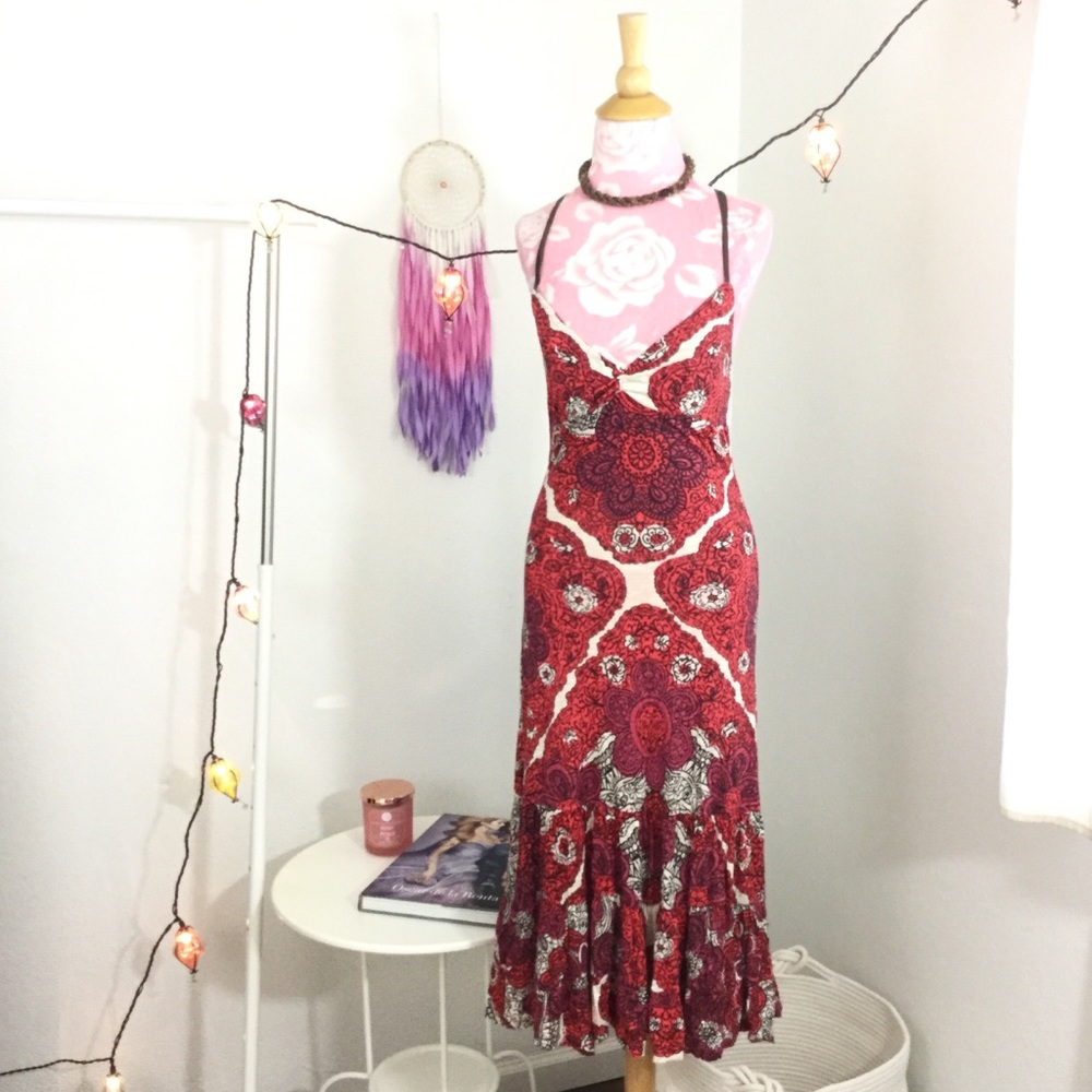 Free People Red and White Maxi Dress